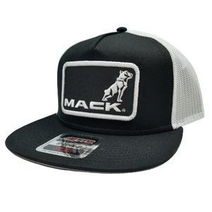 Otto Hat Cap Flat Bill Trucker Mack Trucks Embroidered Patch Black Mesh Snapback